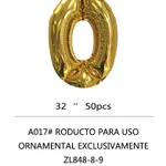 Globo Número dorado 32" x12u - 0