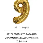 Globo Número dorado 32" x12u - 9