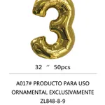 Globo Número dorado 32" x12u - 3