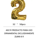 Globo Número dorado 32" x12u - 2