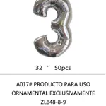 Globo Número plateado 32" x50u - 3