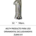 [PREZLGMN33PLA017PL1] Globo Número plateado 32" x50u - 1