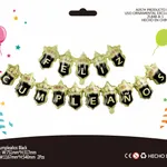 Globo Frase "FELIZ CUMPLEAÑOS" banderin - Negro