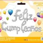 Globo Frase "FELIZ CUMPLEAÑOS" Cursiva - Plateado