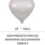 [PREZLA024GMC19BL] Globo Corazon 18" x50u - Blanco