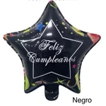 Globo Estrella Feliz cumpleaños x50 (10") estampado - Negro