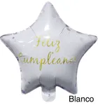 [PREZLA0291A053] Globo Estrella Feliz cumpleaños x50 (10") estampado - Blanco