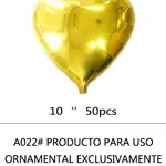 Globo Corazon 10" x50u - Dorado