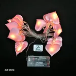 [PREZLLPG06CA] Guirnalda 20 led - Corazones de tela (AA) Cálido