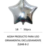 Globo Estrella 18" x50u - Plateado