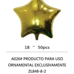 Globo Estrella 18" x50u - Dorado