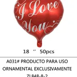[PREZLA0311] Globo Corazon Frases 18" x50u estampado - Love you (rojo)