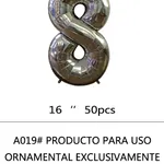 Globo número Plateado 16" x50u - 8