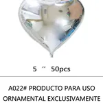 Globo Corazon 5" x50u - Plateado