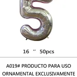 Globo número Plateado 16" x50u - 5