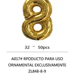 Globo Número dorado 32" x50u - 8
