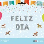 [PREZLGMF01PL] Globo frase "FELIZ DIA" x12u - Plateado