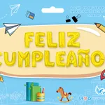 [PREZLA006DOGFEBDO] Globo frase "FELIZ CUMPLEAÑOS" - Dorado