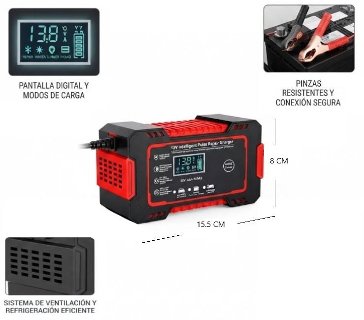 CARGADOR DE BATERIA AUTO/MOTO 12V