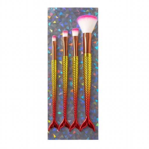 [PRECYNEGBROCHASMAQUILLAJEX4SIRENATORNASOLADO] Brochas maquillaje x4 Sirena Tornasolado