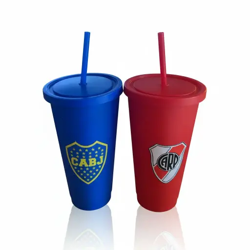 [PRECYNEGVASOSXLBOCARIVERCTAPAYBOMBILLABOCA] Vasos XL Boca-River c/tapa y bombilla (boca)