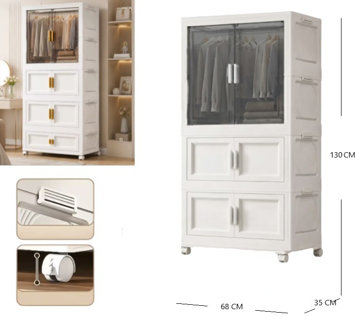 ROPERO ORGANIZADOR PLEGABLE 2 NIVELES C/ PUERTAS