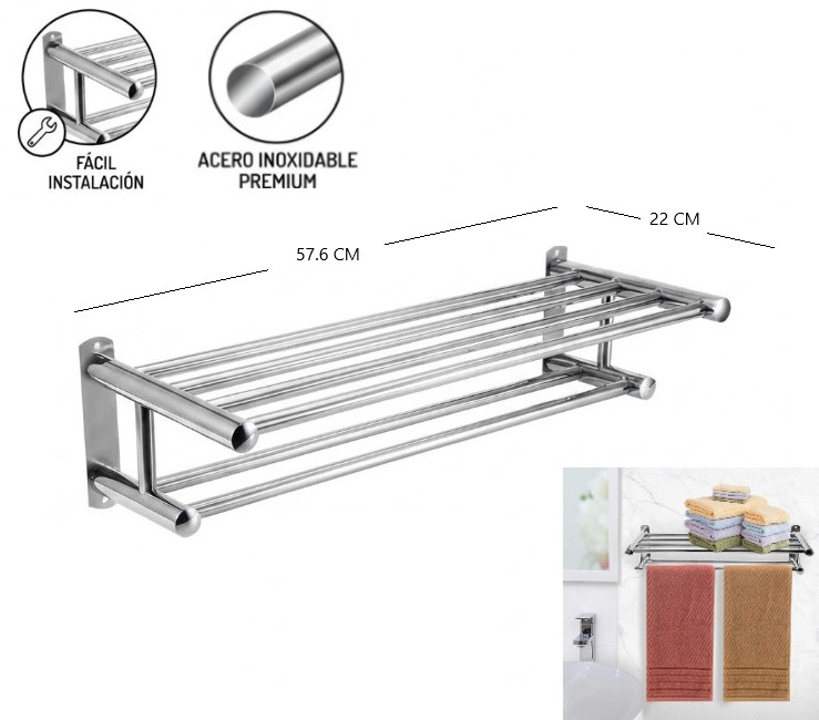 REPISA TOALLERO DOBLE PARA BAÑO