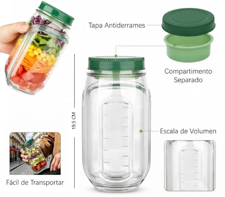 FRASCO PORTATIL PARA ENSALADAS