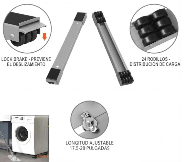 BASE RODANTE EXTENSIBLE PARA MUEBLES