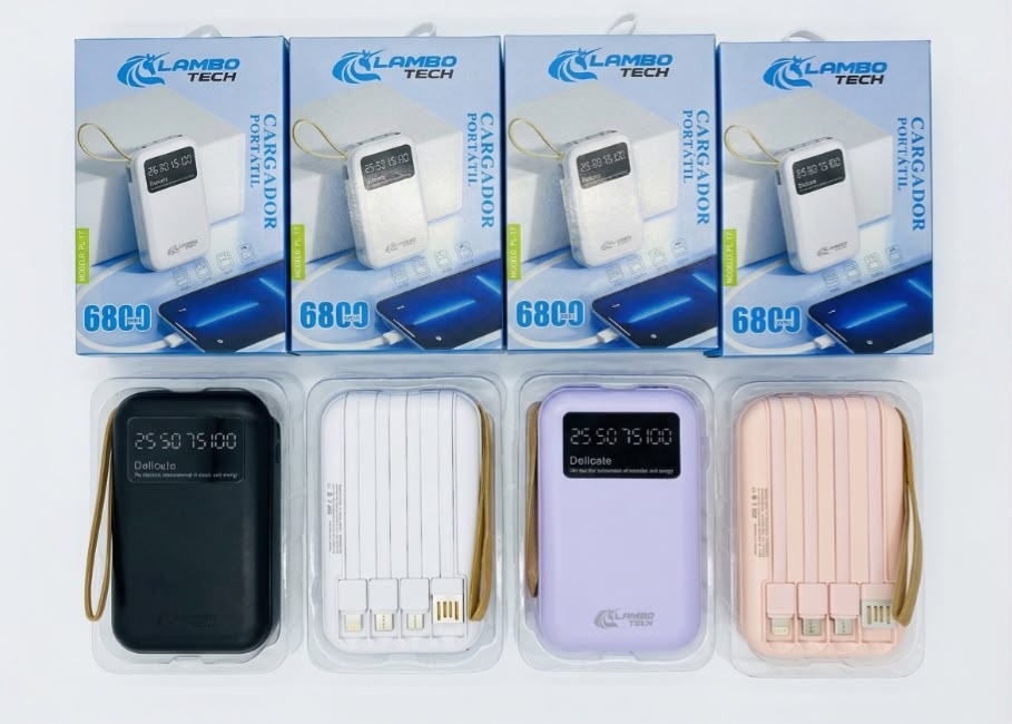 CARGADOR PORTATIL 6800 MAH CON CABLES