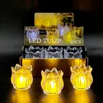 Vela flor de tulipan con luz x6