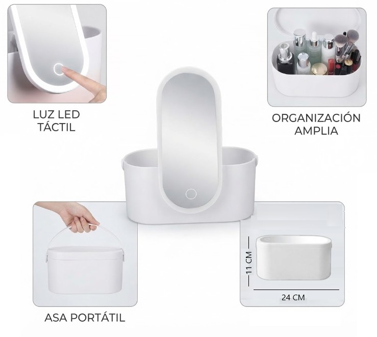 ORGANIZADOR DE MAQUILLAJES CON ESPEJO