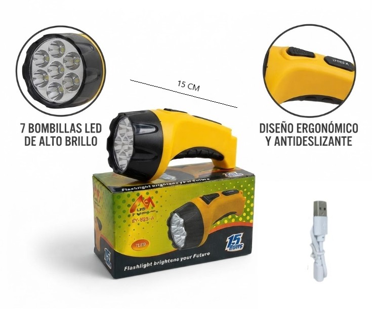 LINTERMA 7 LED RECARGABLE