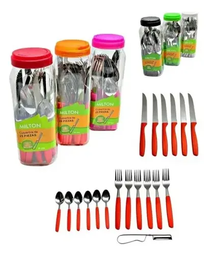 SET DE 26 CUBIERTOS MANGO PLASTICO