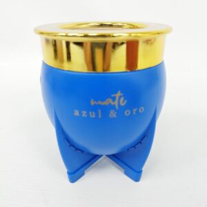 MATE IMPERIAL AZUL Y VIROLA ABS DORADA 9.5X12CM