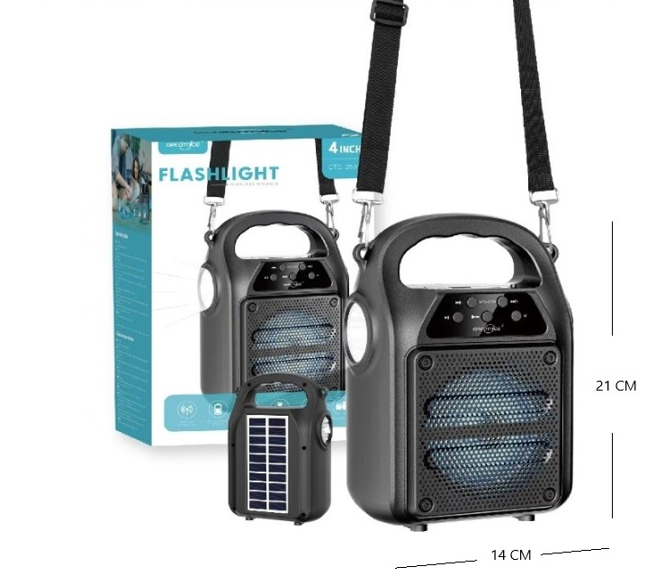 [PREITGTS2539] PARLANTE C/PANEL SOLAR LINTERNA FM/SD 4 PLG