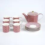 Juego de platos y tazas x6 + tetera