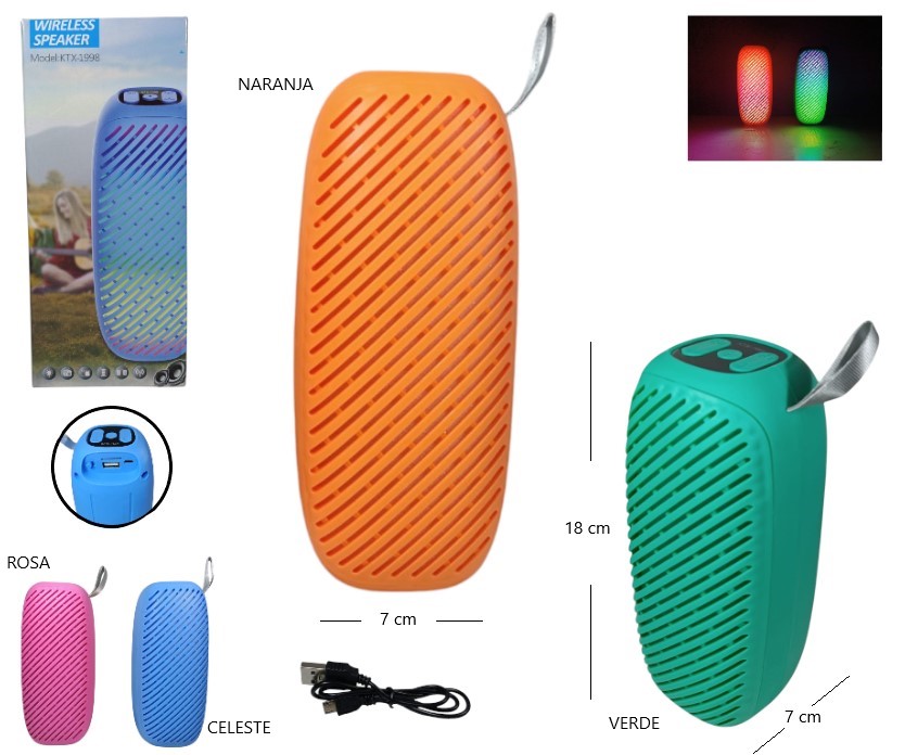 PARLANTE BT/FM/MP3 COLORES