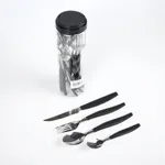 Set de Cubiertos de Mesa con Mango Negro (16 Piezas)