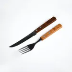 Set de Cubiertos de Asado y Mesa en Madera de Sapele (12 Piezas)