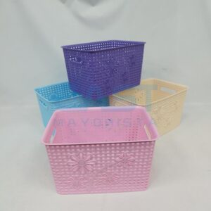 CANASTO RATAN N°6 C/ MANIJA FLORES 30X22X18CM
