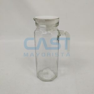 JARRA VIDRIO C/ TAPA 1L OCTOGONAL P/ HELAD.