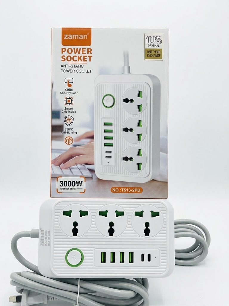 ALARGUE ZAPATILLA CON ENTRADAS USB-TC 3000W