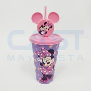 VASO PIN 500ML TAPA C/ SORBETE MINNIE ROSA