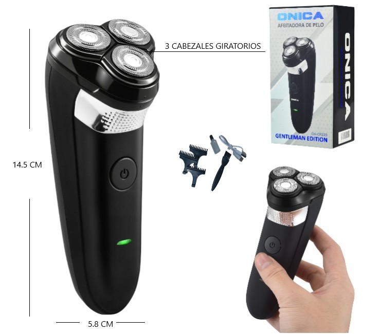 CORTA BARBA DE 3 CABEZALES RECARGABLE CLIP6