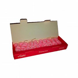 VELAS NUMERO ROSA X20UN.