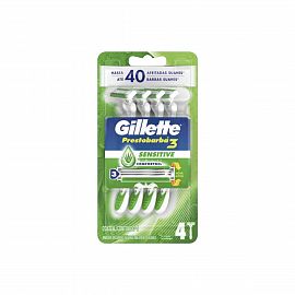 GILLETTE PRESTOBARBA SENSITIVE 3 FILOS X4 UNIDADES