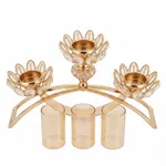Candelabro de Hierro con 3 Vasos de Vidrio