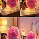 [PREZLFLORZLELUD1001CA] Lámpara adorno de mesa con figura de PVC y rosa