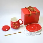 Set de regalo taza roja cerámica con calentador USB Día de la Madre